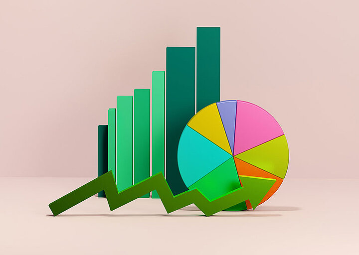 Kuchen- und Balkendiagramm in Grün Kuchen- und Balkendiagramm in Grün